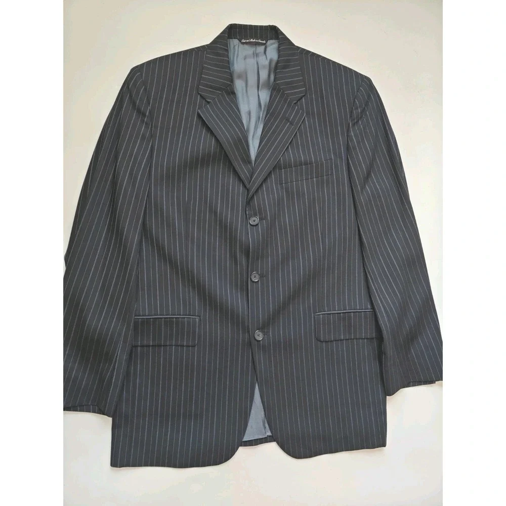 Jack Victor Mens Wool Sports Coat 40R Blue Striped 3 Button Blazer Canada